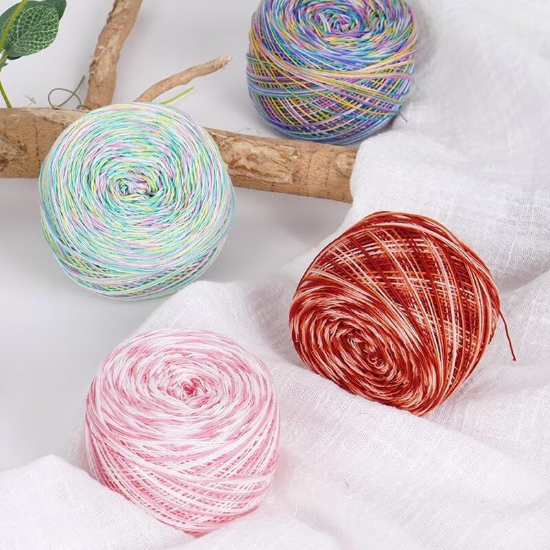 Gradient Lace Yarn ，Wool Blend Yarn for Knitting, Ideal for Hand-Crocheted Light Sweaters, Scarves & Coasters, Craft Yarns （1 roll，White + Pink）