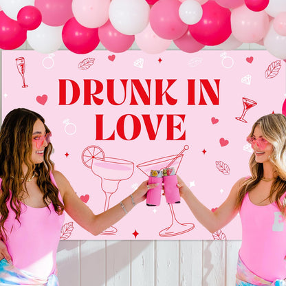 Drunk in Love Bachelorette Party Decorations Pink Drunk in Love Backdrop Balloon Garland Arch Kit Cocktail Party Decor for Women Bachelorette Bridal Shower Party Wedding Engagement Hen Party Supplies