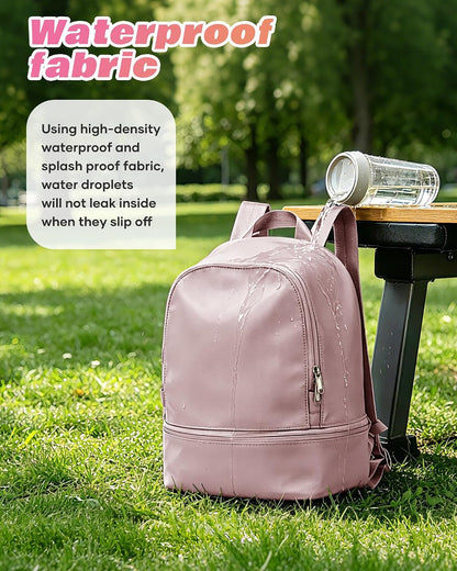 Small Office-to-Gym Backpack for Women with Shoes Compartment Pink