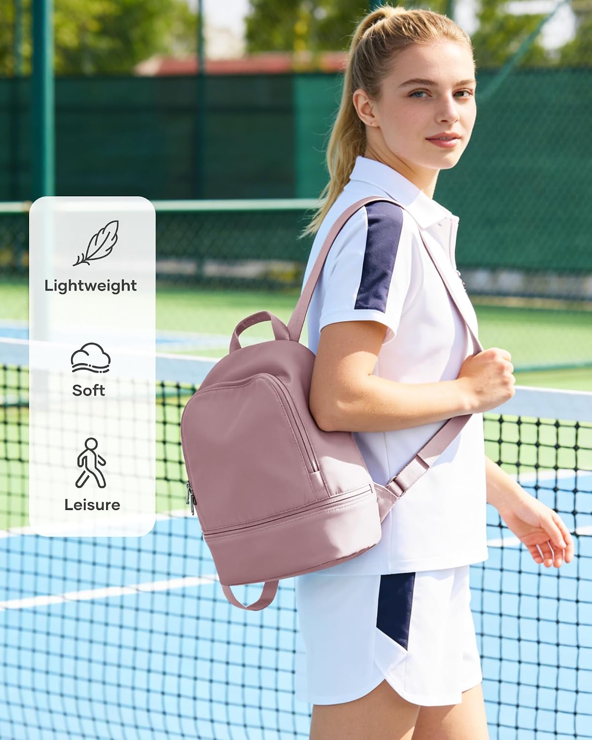 Small Office-to-Gym Backpack for Women with Shoes Compartment Pink