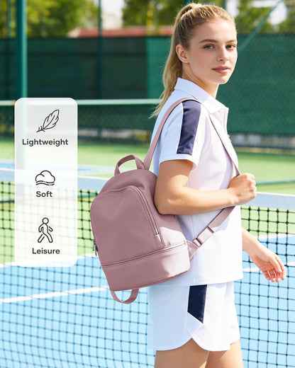 Small Office-to-Gym Backpack for Women with Shoes Compartment Pink