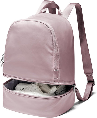 Small Office-to-Gym Backpack for Women with Shoes Compartment Pink
