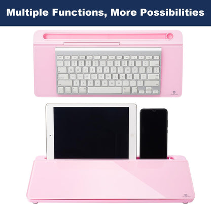 TSJ OFFICE Desktop Whiteboard Dry-Erase-Board - Computer Keyboard Stand White Board Surface Pad with Drawer, Desk Organizers with Accessories for Office, Home, School Supplies - Complete Pink