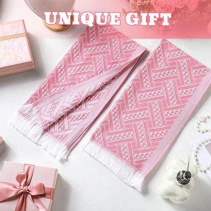 4 Pack Boho Hand Towel for Kitchen, Pink,White