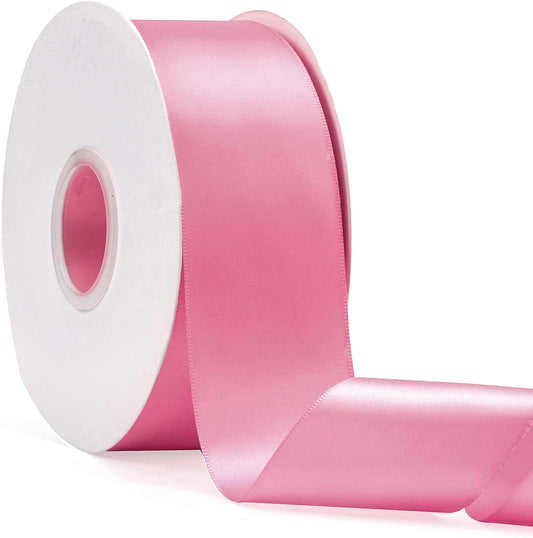 2" x 50Yds Peach Pink Double Faced Satin Ribbon,High Density Solid Color Ribbon,Great for Crafts,Gift Wrapping,Sewing,Wedding&Christmas Decor (2" x 50Yds, Peach Pink)