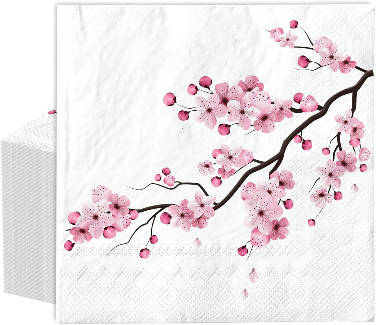80Pcs Cherry Blossom Paper Napkins Pink Floral Disposable Napkin Spring Summer Flower Luncheon Dinner Hand Napkin for Wedding Birthday Baby Shower Party Supplies