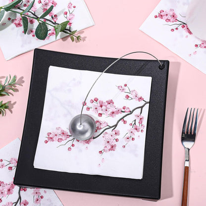 80Pcs Cherry Blossom Paper Napkins Pink Floral Disposable Napkin Spring Summer Flower Luncheon Dinner Hand Napkin for Wedding Birthday Baby Shower Party Supplies