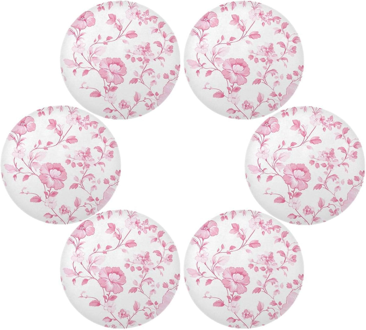Floral Pattern Peach Round Place mats Reusable placemats platemates for Table Waterproof Place mat Table mats Set of 6 Round 15.4x15.4in