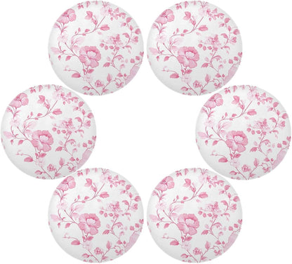 Floral Pattern Peach Round Place mats Reusable placemats platemates for Table Waterproof Place mat Table mats Set of 6 Round 15.4x15.4in