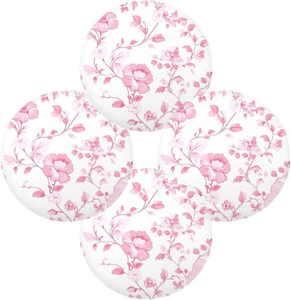 Floral Pattern Peach Round Place mats Reusable placemats platemates for Table Waterproof Place mat Table mats Set of 6 Round 15.4x15.4in