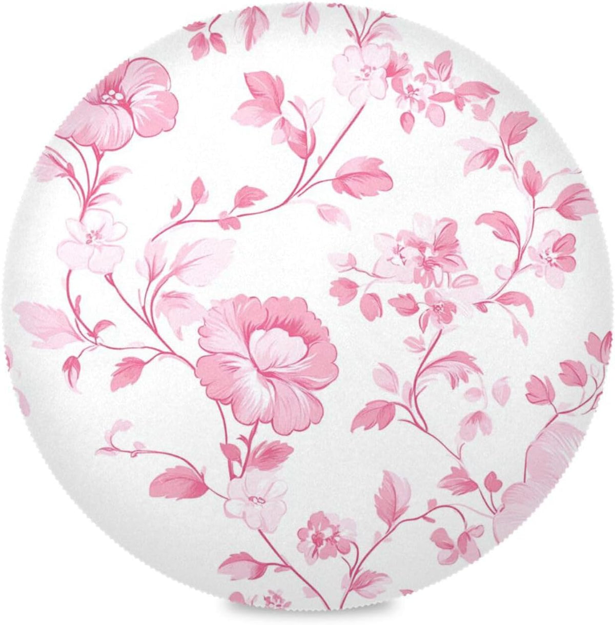 Floral Pattern Peach Round Place mats Reusable placemats platemates for Table Waterproof Place mat Table mats Set of 6 Round 15.4x15.4in