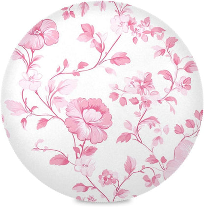 Floral Pattern Peach Round Place mats Reusable placemats platemates for Table Waterproof Place mat Table mats Set of 6 Round 15.4x15.4in
