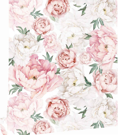 White Pink Peel and Stick Wallpaper Removable Peony Wall Paper