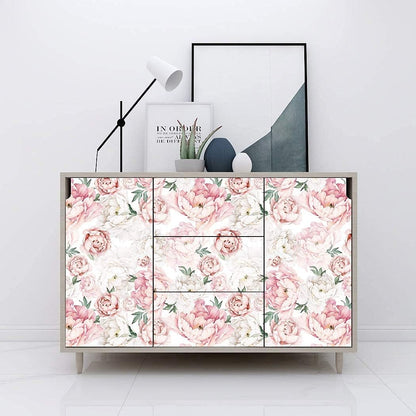 White Pink Peel and Stick Wallpaper Removable Peony Wall Paper