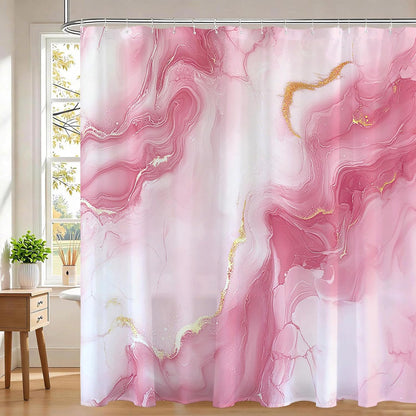 Pink Marble Shower Curtain Abstract Modern Luxury Marble Bathroom Shower Curtain Pink Marble Waterproof Fabric Shower Curtains Bathtub Decor with 12 Hooks 72 X 72 Inch (Pink)