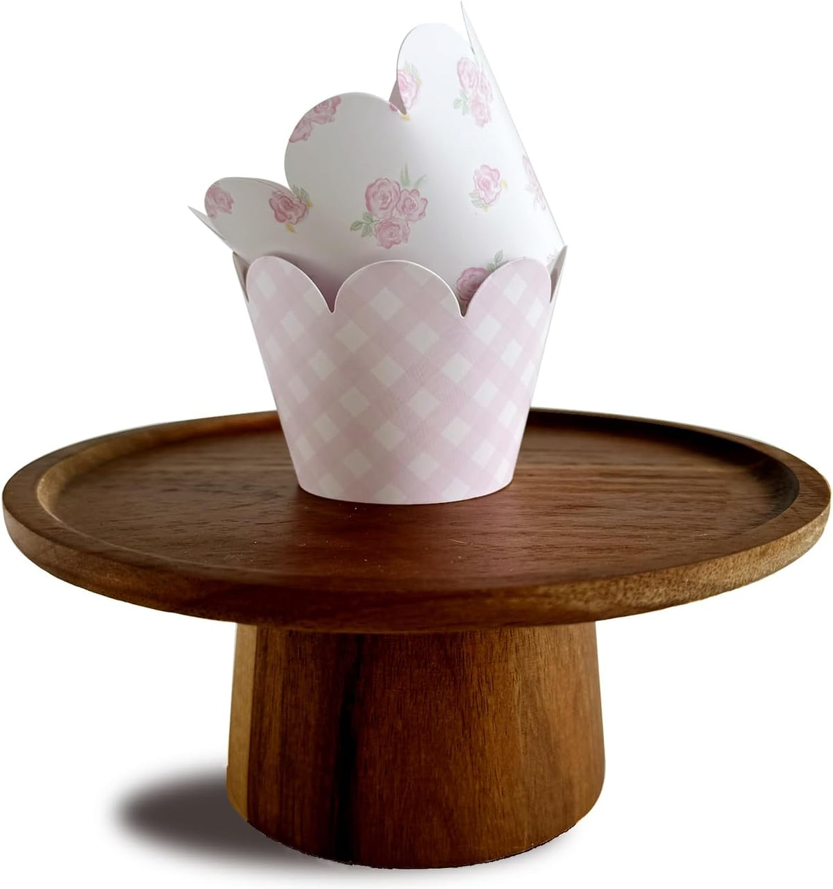 Pink Gingham and Pink Floral Cupcake Wrappers,Party Supplies,Baby Shower-36 Count