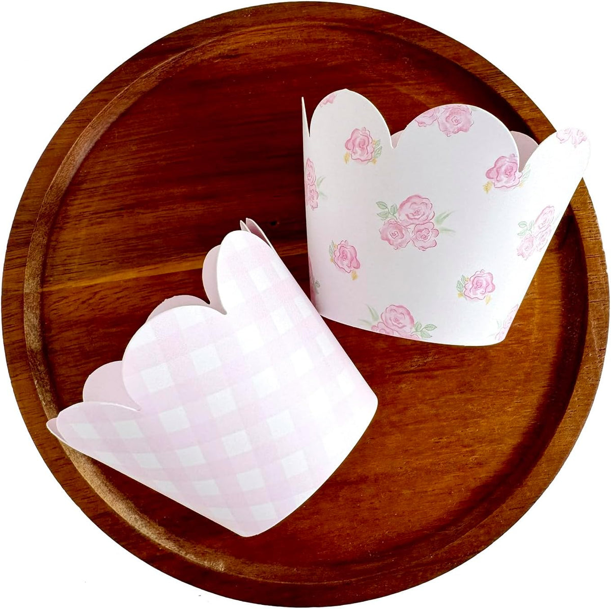 Pink Gingham and Pink Floral Cupcake Wrappers,Party Supplies,Baby Shower-36 Count