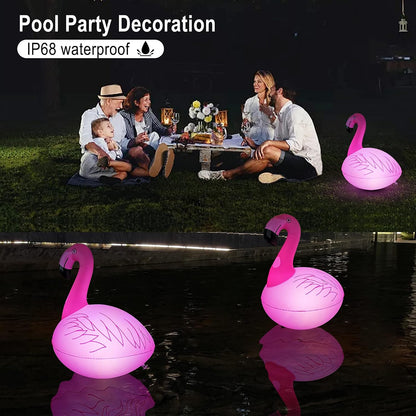 c ootway Floating Pool Lights Pack of 2, Solar Flamingo Pool Lights Waterproof, Glow in The Dark Solar Floating Pool Lights, Inflatable Floating Lights for Pool Wedding Party Decorations