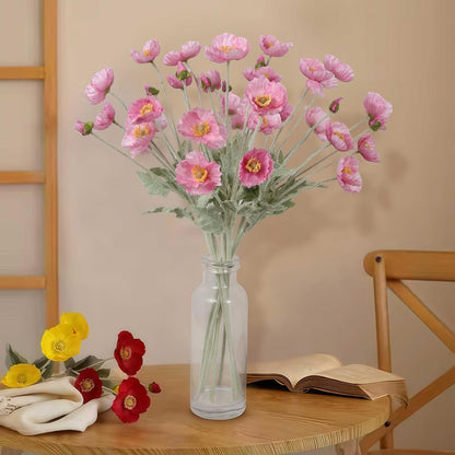 Poppy Flowers Artificial,8PCS Pink Silk Poppies Flowers 22.8" Faux Poppies with Stems for Wedding Party Table Centerpiece Home Decor(Pink)