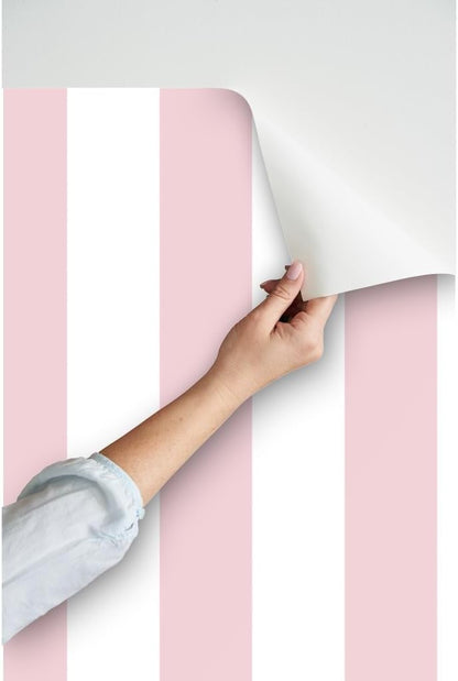 Pastel Pink Stripe Peel and Stick Wallpaper