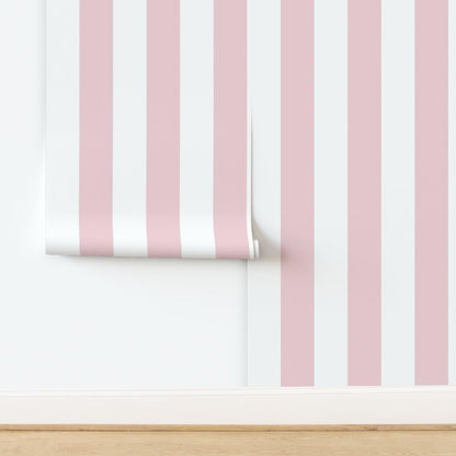 Pastel Pink Stripe Peel and Stick Wallpaper