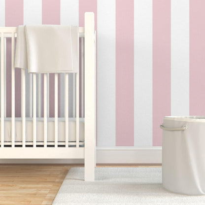 Pastel Pink Stripe Peel and Stick Wallpaper
