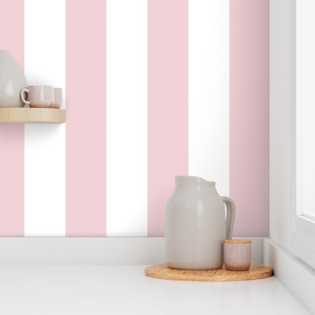 Pastel Pink Stripe Peel and Stick Wallpaper
