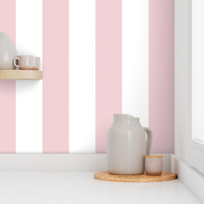 Pastel Pink Stripe Peel and Stick Wallpaper