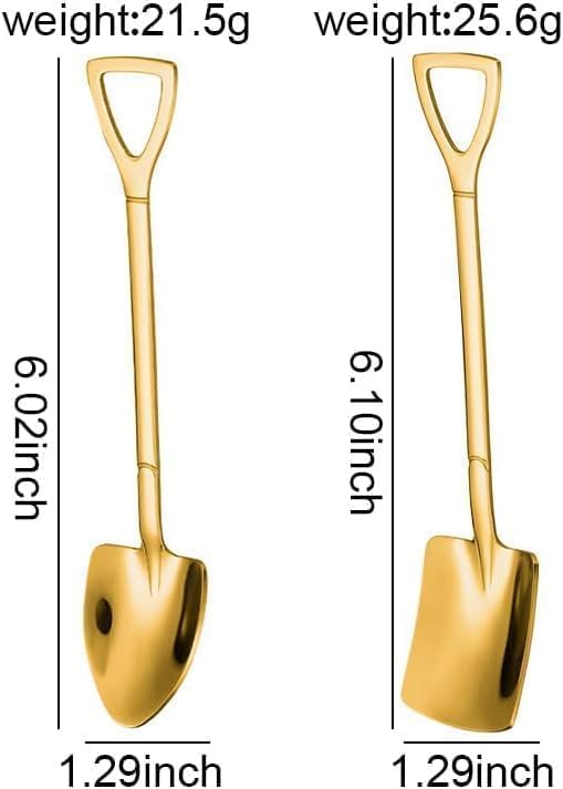 Golden Stainless Steel Coffee & Tea Spoons - Round Dessert & Long Handle Spoons (Set of 6, Pink)