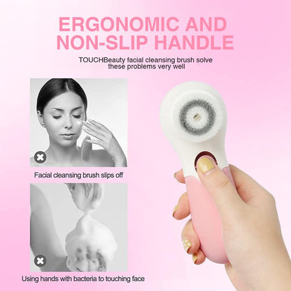 Spin Brush Face Cleanser with 3 Brush Heads for Deep Cleansing Exfoliation and Massaging