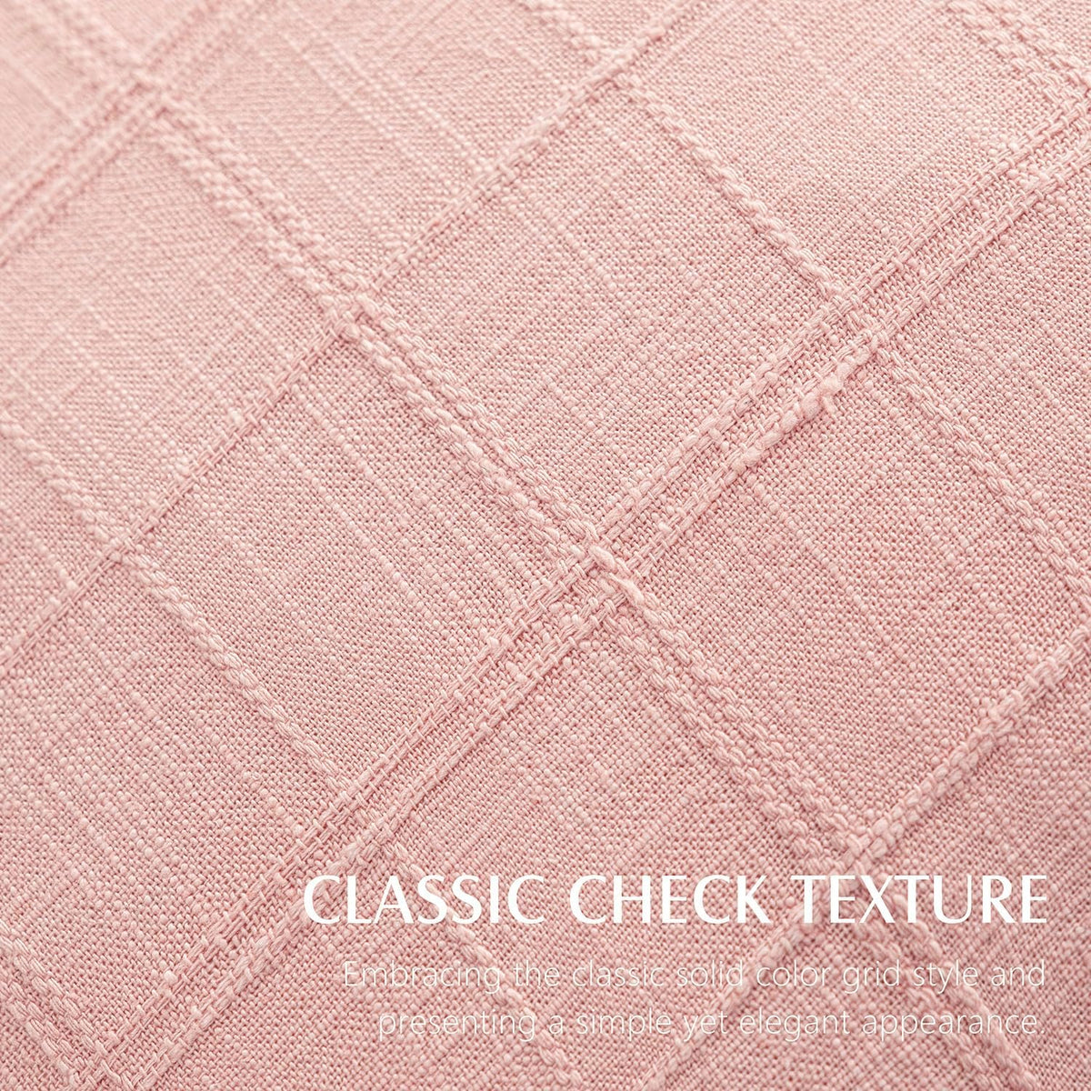 Set of 1 Decorative Linen Check Throw Pillow Cover Neutral Farmhouse Lumbar Cushion Cover Modern Coastal Boho Accent Home Decor for Sofa Chair Couch Bed Living Room,12×20 Inch,Light Pink