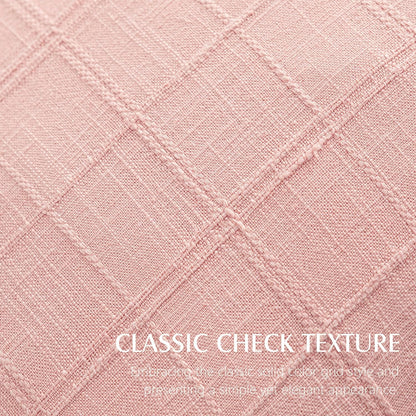 Set of 1 Decorative Linen Check Throw Pillow Cover Neutral Farmhouse Lumbar Cushion Cover Modern Coastal Boho Accent Home Decor for Sofa Chair Couch Bed Living Room,12×20 Inch,Light Pink