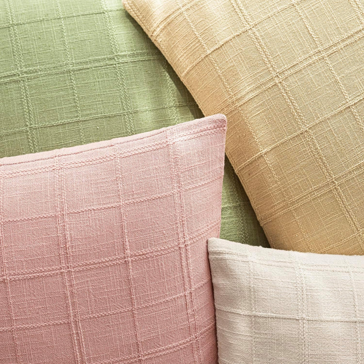 Set of 1 Decorative Linen Check Throw Pillow Cover Neutral Farmhouse Lumbar Cushion Cover Modern Coastal Boho Accent Home Decor for Sofa Chair Couch Bed Living Room,12×20 Inch,Light Pink