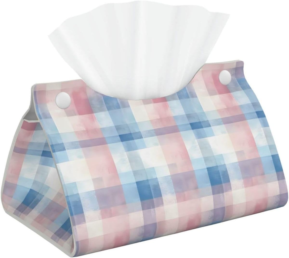 Leather Tissue Box Cover Tissue Box Holder Pink Blue Checkerboard Decorative Tissue Cover for Home Office Car