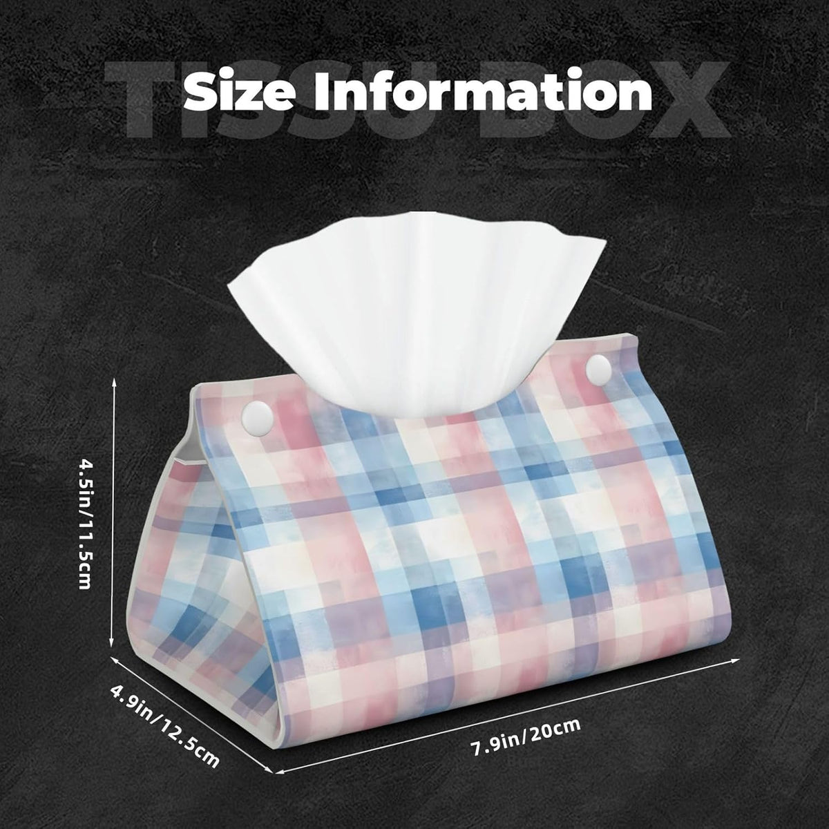 Leather Tissue Box Cover Tissue Box Holder Pink Blue Checkerboard Decorative Tissue Cover for Home Office Car
