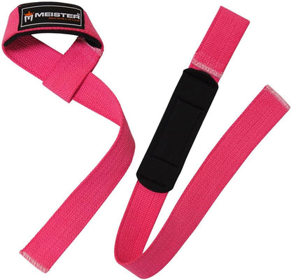 Neoprene-Padded No-Slip Weight Lifting Straps for Grip (Pair) - Pink