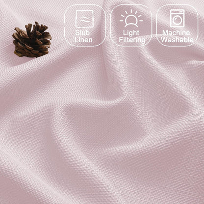 Bennet Blush Pink Valance for Windows, Faux Linen Slub Textured Semi Sheer Small Window Kitchen Valance Curtain, Rod Pocket Cafe Valance for Bathroom Laundry Basement, 30Wx14L inch, 2 Piece
