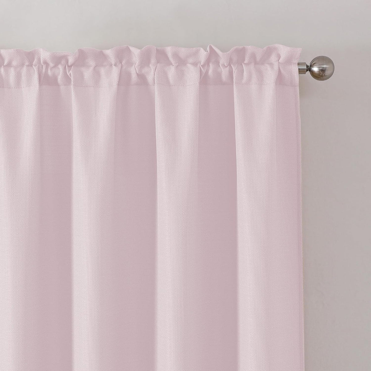 Bennet Blush Pink Valance for Windows, Faux Linen Slub Textured Semi Sheer Small Window Kitchen Valance Curtain, Rod Pocket Cafe Valance for Bathroom Laundry Basement, 30Wx14L inch, 2 Piece