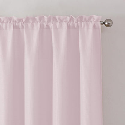 Bennet Blush Pink Valance for Windows, Faux Linen Slub Textured Semi Sheer Small Window Kitchen Valance Curtain, Rod Pocket Cafe Valance for Bathroom Laundry Basement, 30Wx14L inch, 2 Piece