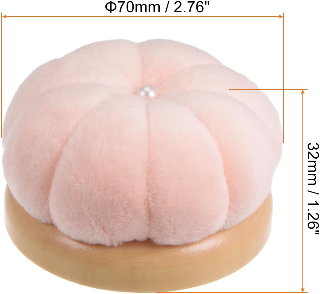 Wooden Base Needle Pincushions Pin Cushions Light Pink