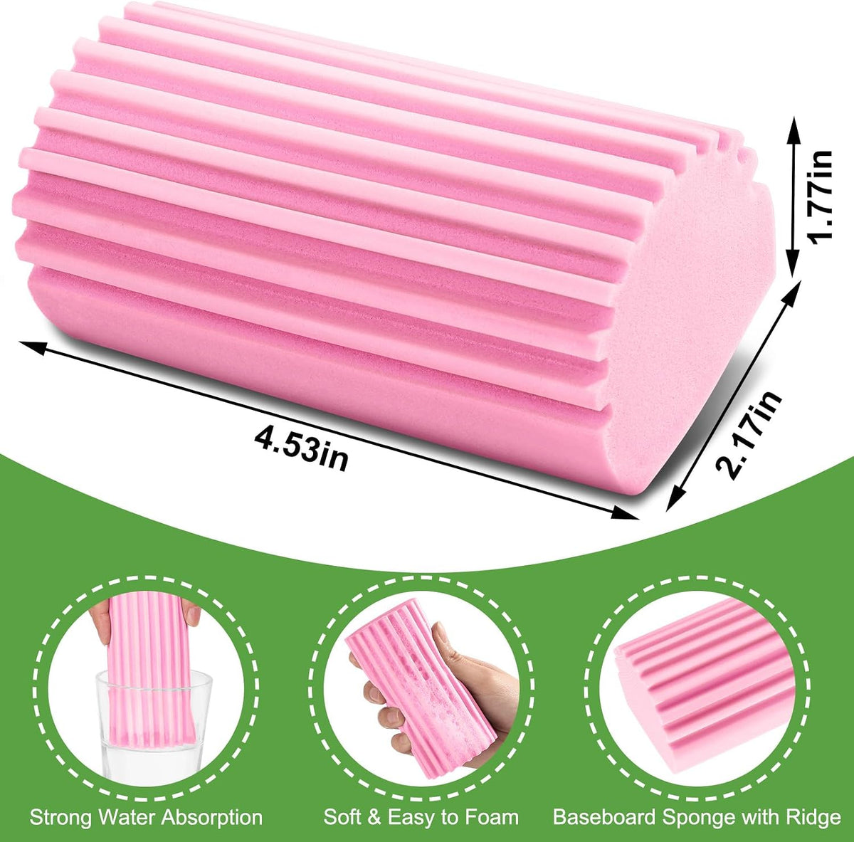 Damp Clean Duster Sponge,4Pcs Pink Dust Sponge for Cleaning