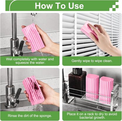 Damp Clean Duster Sponge,4Pcs Pink Dust Sponge for Cleaning
