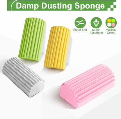 Damp Clean Duster Sponge,4Pcs Pink Dust Sponge for Cleaning