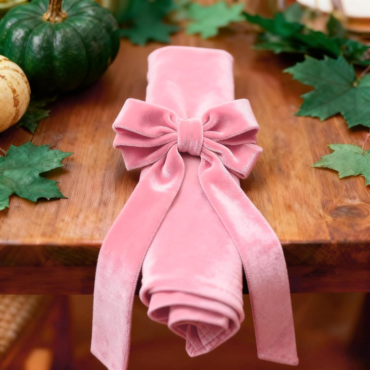 Meseey 6 Pcs Pink Velvet Bow Napkin Rings, 4x7 Inch Elegant Bow with 1.6 Inch Napkin Holder, Decorative for Wedding Birthday Baby Shower Dinner Party Table Setting