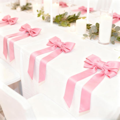 Meseey 6 Pcs Pink Velvet Bow Napkin Rings, 4x7 Inch Elegant Bow with 1.6 Inch Napkin Holder, Decorative for Wedding Birthday Baby Shower Dinner Party Table Setting