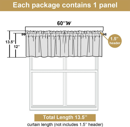 Blush Pink Valance for Window Curtains 12 Inch Length, Light Filtering Modern Small Kitchen Curtain, Burlap Farmhouse Drapes with Rods Pocket for Cafe Bedroom Camper Cabinet, 60" W x 12" L