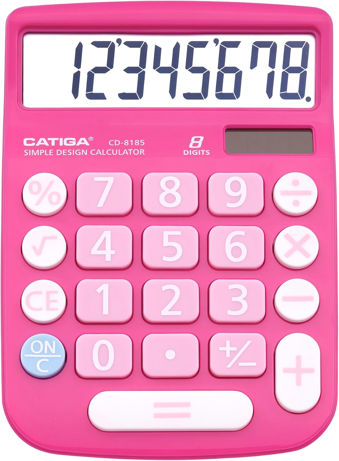 Desktop Calculator 8 Digit with Solar Power and Easy to Read LCD Display, Big Buttons, for Home, Office, School, Class and Business, 4 Function Small Basic Calculators for Desk, CD-8185