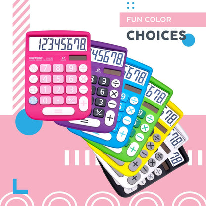 Desktop Calculator 8 Digit with Solar Power and Easy to Read LCD Display, Big Buttons, for Home, Office, School, Class and Business, 4 Function Small Basic Calculators for Desk, CD-8185