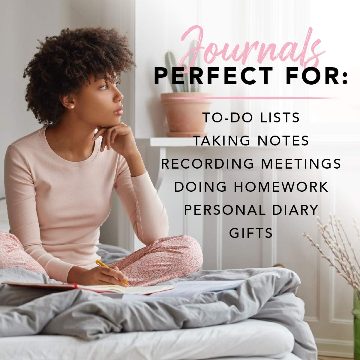 Graphique Hardbound Spiral Journal | Heart of Gold Pink Stripe Design | Premium Paper | Notebook | Diary | Lists | Record Month and Date | Great Gift | 160 Ruled Pages | 6.25” x 8.25”