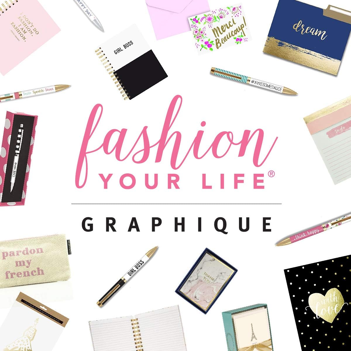 Graphique Hardbound Spiral Journal | Heart of Gold Pink Stripe Design | Premium Paper | Notebook | Diary | Lists | Record Month and Date | Great Gift | 160 Ruled Pages | 6.25” x 8.25”